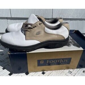 Footjoy Softjoys Terrains 98308 Womens Saddle Golf Shoes Size 8.5 M White & Tan